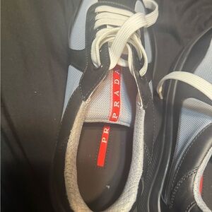 Prada Men's Black and White Sneakers